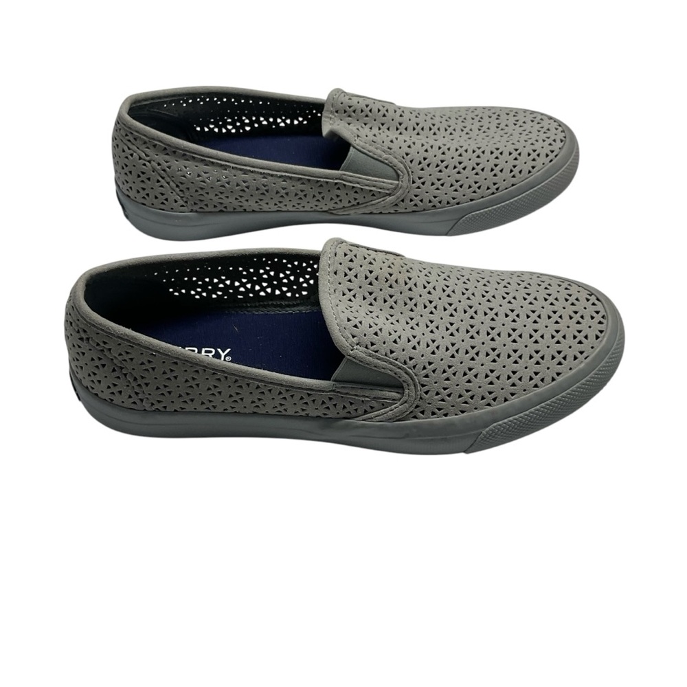 Sperry Women's Top Sider Seaside Perforated Cut-Out Gray Slip On Sneaker Sz. 8 - Picture 4 of 11